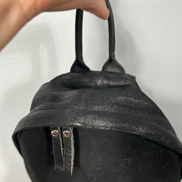 Brandy Melville Black Leather Small Backpack- gently used - Picture 7 of 11